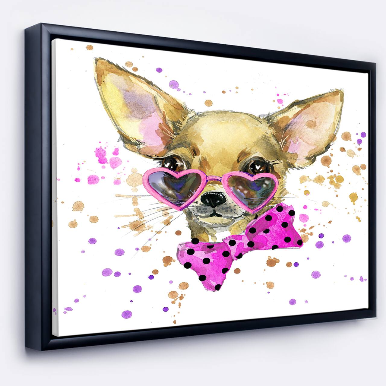 Designart - Puppy Dog in Watercolor - Animal Painting Canvas Art in Black Frame